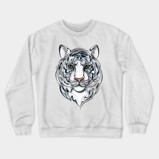 Continuous Line White Tiger Portrait. 2022 New Year Symbol by Chinese Horoscope Crewneck Sweatshirt